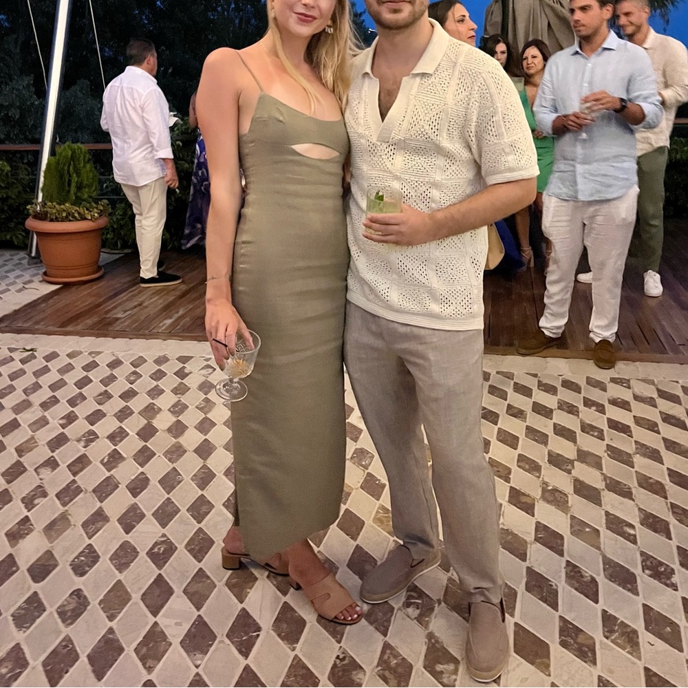 Linen blend cutout dress sage green ZARA - Picture 9 of 9